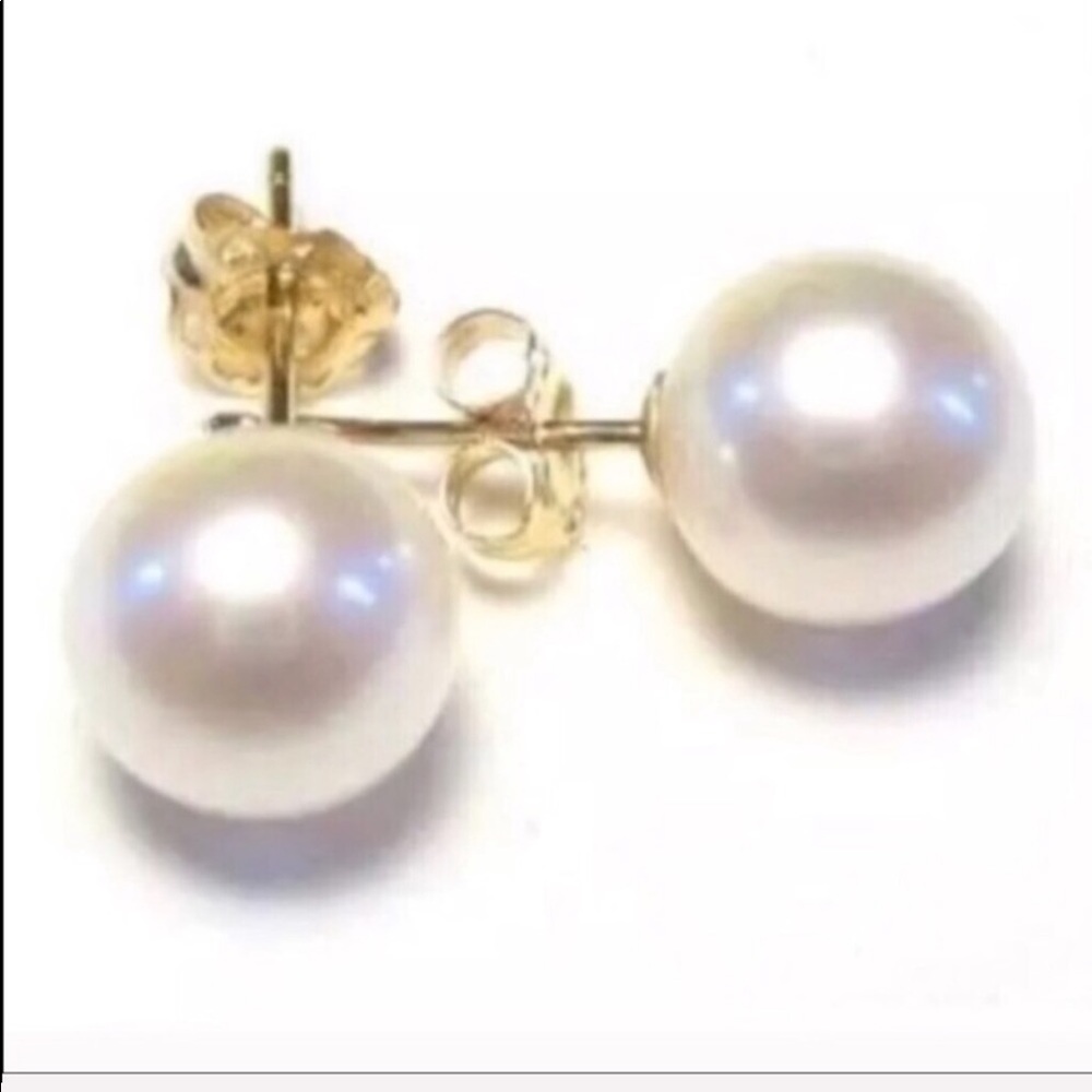 14k Solid Gold Pearl Earrings